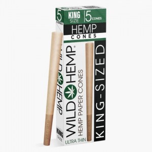 Wild Hemp Unbleached Ultra Thin Hemp Paper Cones King Size 5ct - 24pk Display